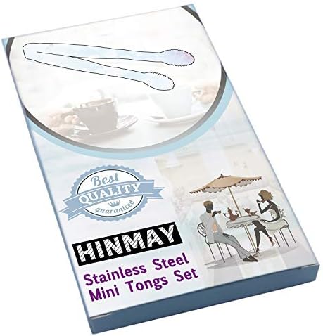 HINMAY 5" Mini Serving Tongs Tiny Stainless Steel Small Tongs