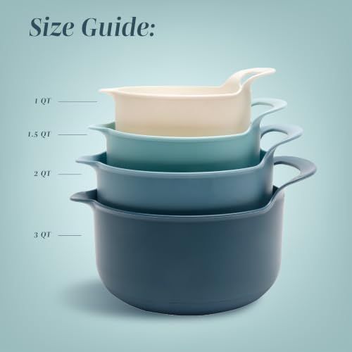 COOK WITH COLOR Nesting Plastic Mixing Bowl Set with Pour Spouts and Handles