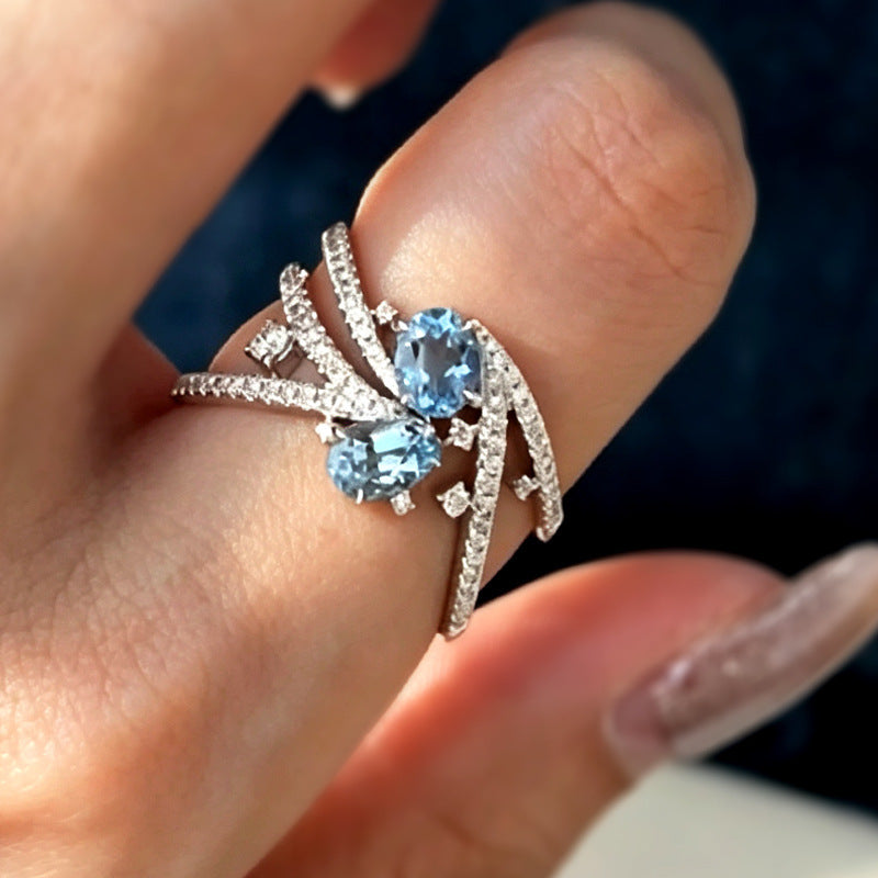 New Fashion Finger Ring Copper Micro Paved Water Drop Pear Oval Zircon Women Statement Jewelry