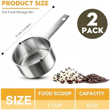 2Pcs Stainless Steel Measuring Cup 1Cup Metal Cup