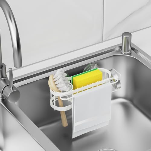 Cisily Kitchen Sink Caddy Sponge Holder in The Sink, Stainless Steel Kitchen