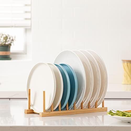 HBlife Bamboo Dish Plate Bowl Cup Book Pot Lid Cutting Board Drying Rack Stand