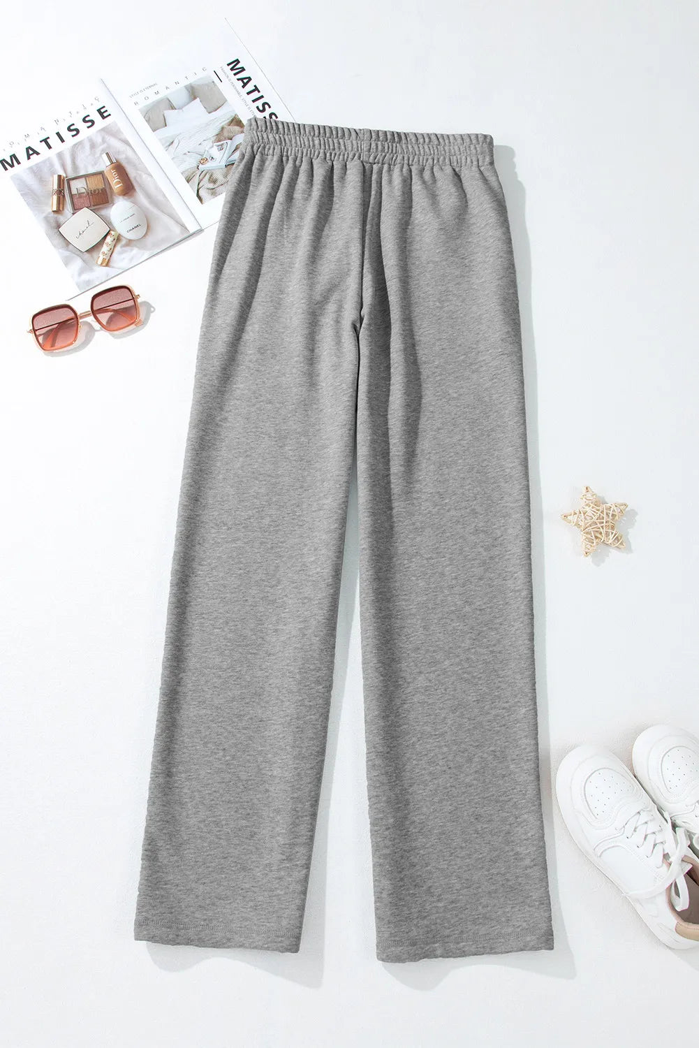 Women's Grey Drawstring Relaxed Fit Lounge Pants with Pockets - Image 5