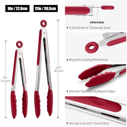 Doosu Kitchen Tongs with Silicone Tips