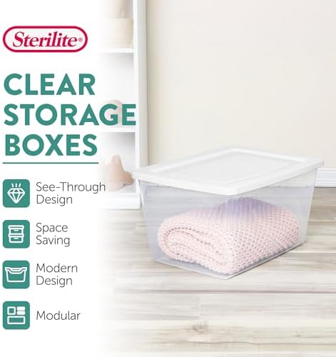 Sterilite Clear Storage Box Stackable Tote, 58 Quart