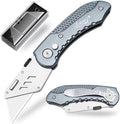 Vickay Folding Utility Knife, Heavy Duty Box Cutter, Razor Knife-Grey