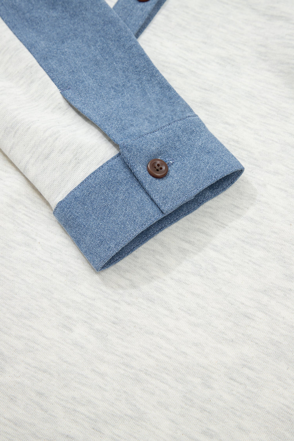 Women's Denim Patchwork Polo Shirt Colorblock Long Sleeve