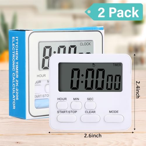 Leumoi 2 Pcs Digital Kitchen Timer 24 Hour Alarm