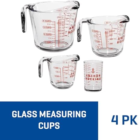 Anchor Hocking Glass Measuring Cups, 4 Piece Set