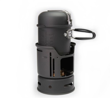 Outdoor Windproof Alcohol Stove with Camping Pot Set