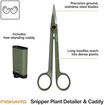 Fiskars 6" Plant Detailer Snips & Holder, Precision Indoor Gardening Tool