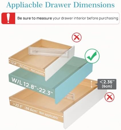 Vtopmart 2.36" Short Upgrade Drawer Dividers 12.8"-22.3" Expandable 12 Pack