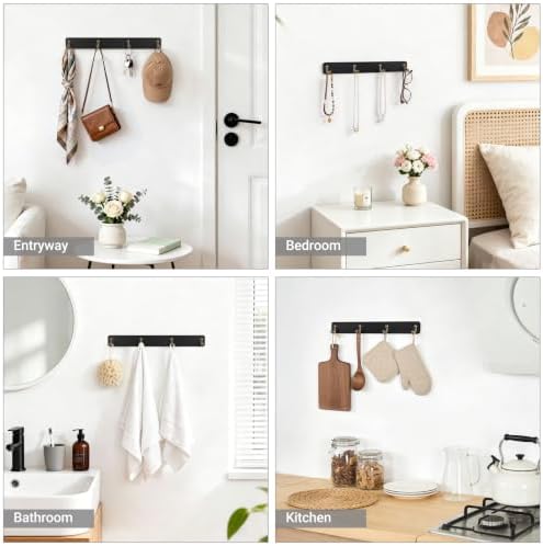 Mkono Wall Mug Holder, Wooden Coffee Cup Hanger Rack