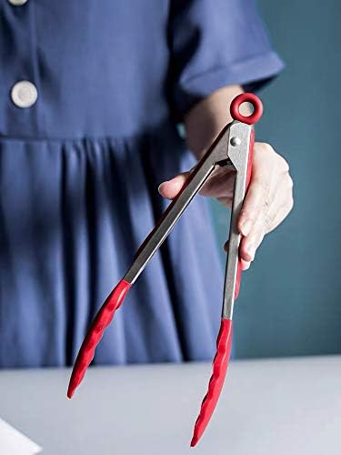 HINMAY Silicone Cooking Tongs 9-Inch Serving Tongs