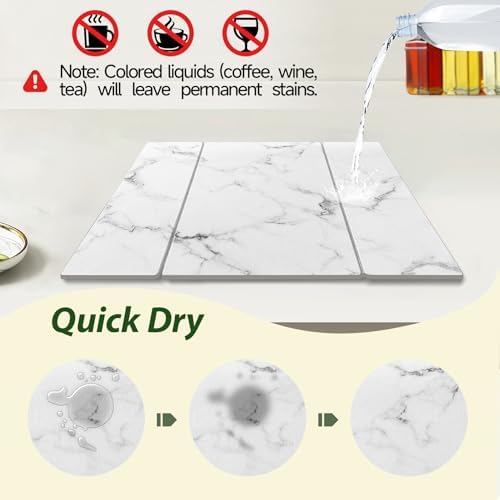 Large Stone Drying Mat for Kitchen Counter, Water-Absorbent Marble Diatomaceous