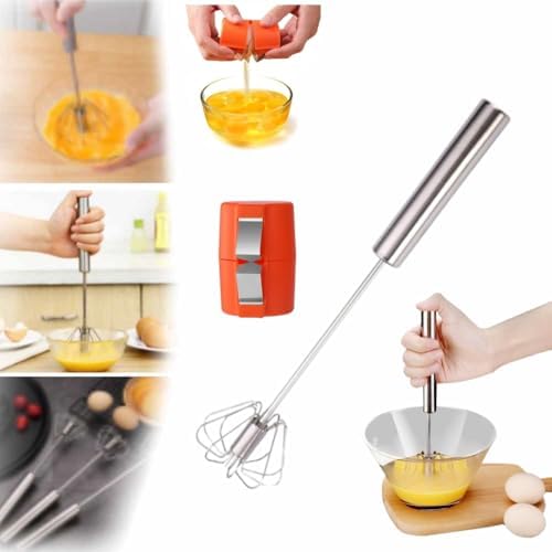 Stainless Steel Egg Whisk, 2025 Upgrade Hand Push Whisk Blender