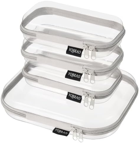 YQBRAO 4-Piece Clear Hard Shell Zipper Case Set, 1M 3S
