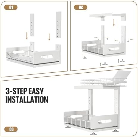 Under Sink Organizer Upgrade To Professional Rails, 2-Tier Dual Pull Out