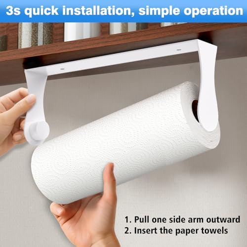 Paper Towel Holder Under Cabinet, Wall Mount, Adhesive or Screw