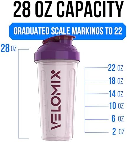 VELOMIX 2 Pack 28oz Protein Shaker Bottle
