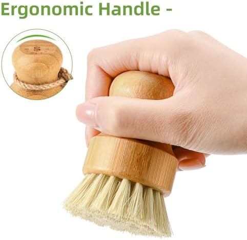 SUBEKYU Bamboo Dish Scrub Brush, Produce Brush, 2 Pack