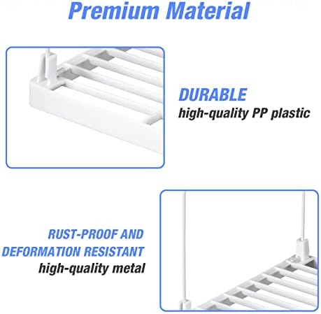 NiHome 4-Pack Stackable Plastic Kitchen Storage Shelf Foldable Rack