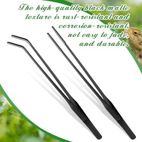 Lasnten 2 Pcs Extra Long Stainless Steel Reptile Feeding Tongs