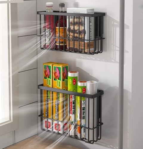 2 Piece Kitchen Cabinet Door Storage Box, Self Adhesive Wall Mounted Storage