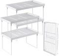 NiHome 4-Pack Stackable Plastic Kitchen Storage Shelf Foldable Rack