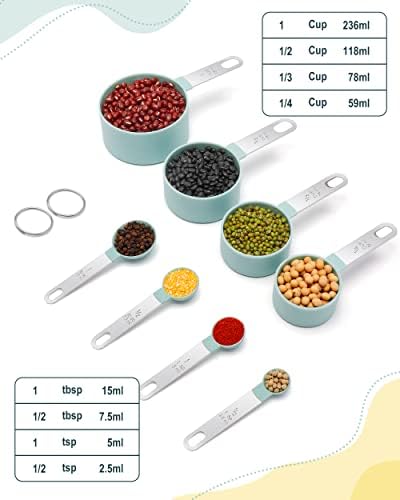 Measuring Cups and Spoons Set of 8 Pieces, nesting measuring cups