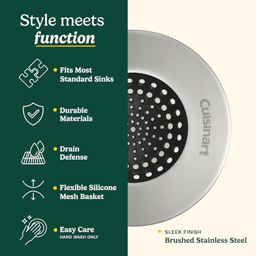 Cuisinart Sink Strainers- 2 Pack Kitchen Sink Drain Strainer & Food Catcher