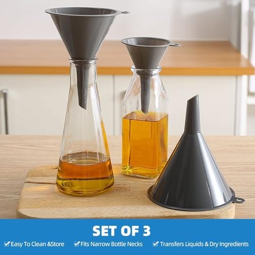 Plastic Kitchen Funnel Set of 3, Round Kitchen Funnels