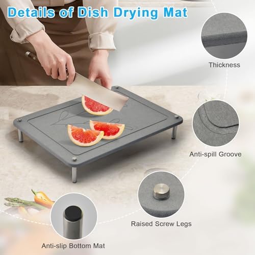 3Pcs Nesting Stone Drying Mat for Kitchen Counter, Quick Drying Dish Drying Mat