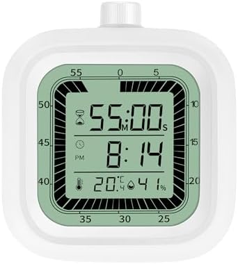 4 in 1 Visual Digital Timer Without Backlight, Easy Set Alarm Clock Humidity