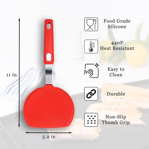 Wide Silicone Pancake Spatula – Large Heat-Resistant Turner