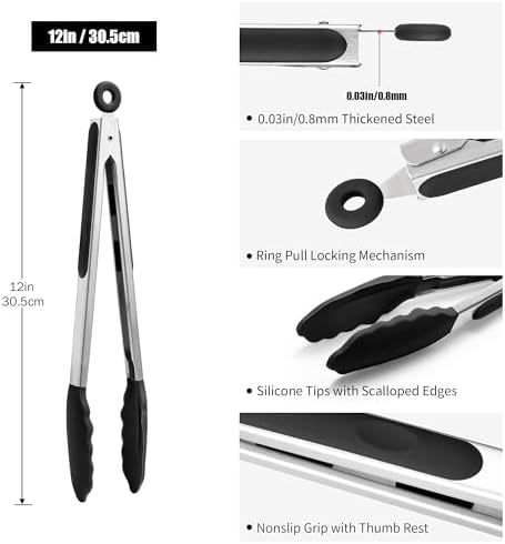 Doosu Kitchen Tongs with Silicone Tips