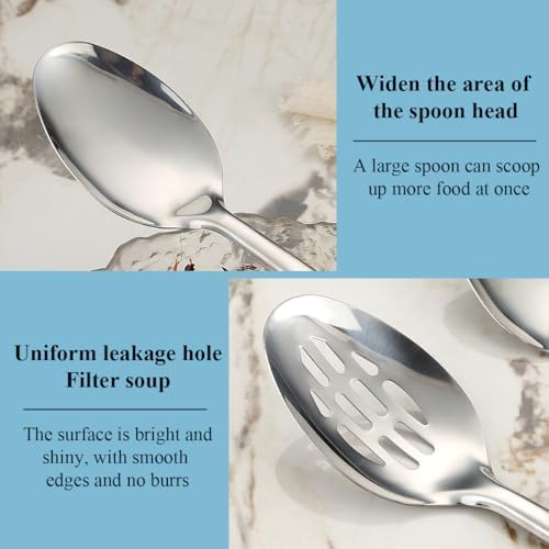 Cooking Spoons Set, ReaNea Stainless Steel Kitchen Solid Slotted Spoon