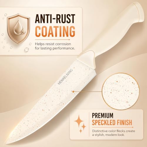 14-Piece Cream Kitchen Knife Block Set