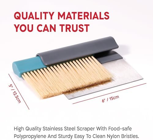 KneadAce Dough Scraper & Baker’s Brush.Stainless Steel Bench Scraper & Flour