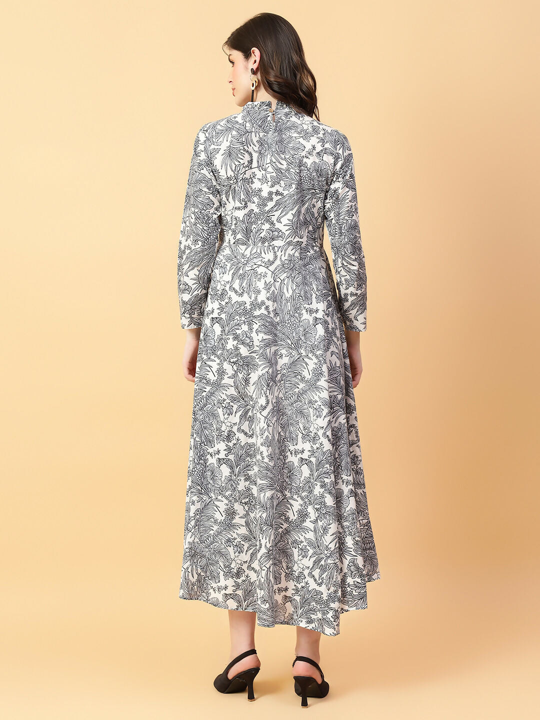 Joban Fashion Grey Cotton Printed & Hand Work Dress