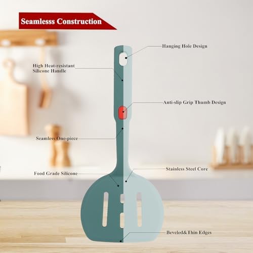 Silicone Spatula Turner, Wide Pancake Spatula