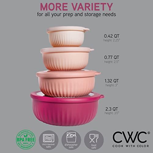 COOK WITH COLOR Prep Bowls with Lids- Wide and Deep Nesting Plastic Small