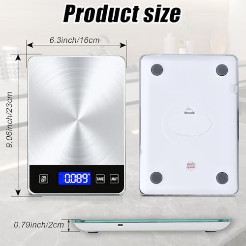 Food Kitchen Scale, 33lb Food Scale Precisely Measures Grams and Ounces