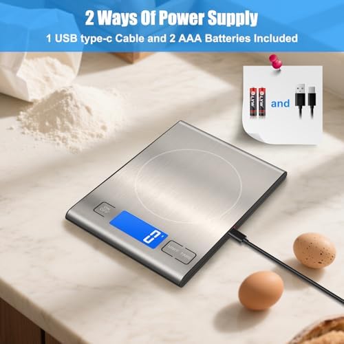 33lb Rechargeable Food Scale, Diyife 304 Stainless Steel Kitchen Scale