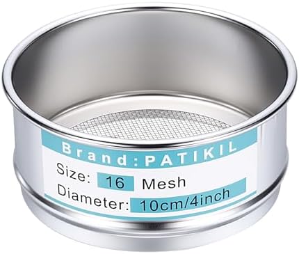 PATIKIL 16 Mesh Lab Sieve, 3.9" Diameter Sifting Screen 304 Stainless Steel