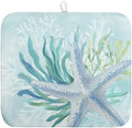 Summer Coastal Dish Drying Mat for Kitchen Counter Nautical Beach Starfish