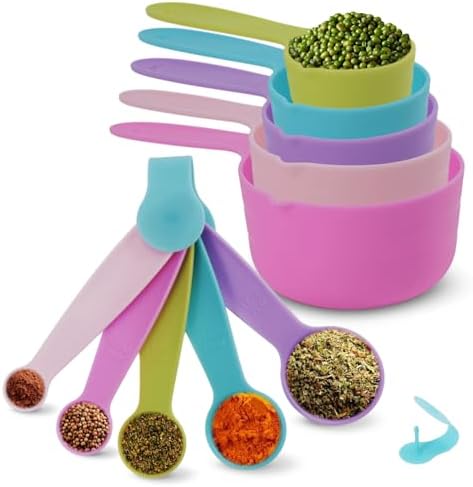 10PCS Measuring Spoons and Cups Set Stackable Nesting Cups Spoons