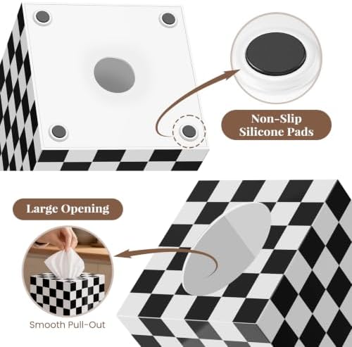 Tissue Box Cover, Classic Checkerboard Pattern