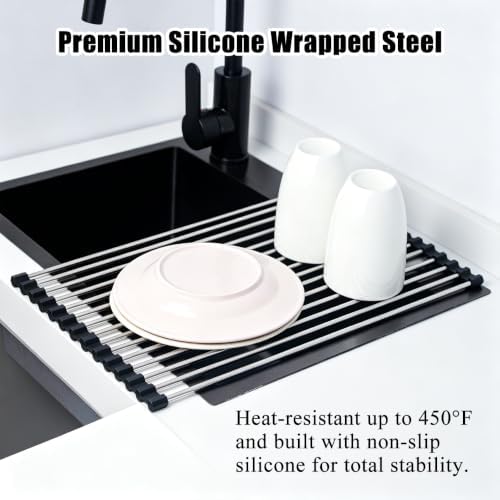 Roll Up Dish Drying Rack 17.5''x11.8'' Black