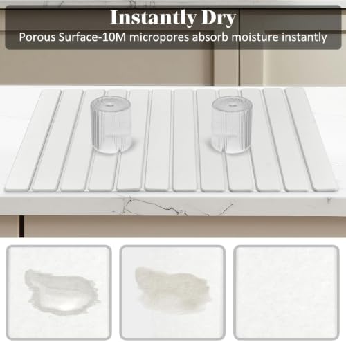 Large Stone Dish Drying Mat for Kitchen Counter, Foldable Absorbent
